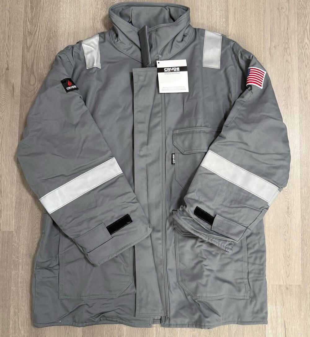 Crude FR Flame Resistant RPS New Men's Gray Insulated Work Jacket Size Large